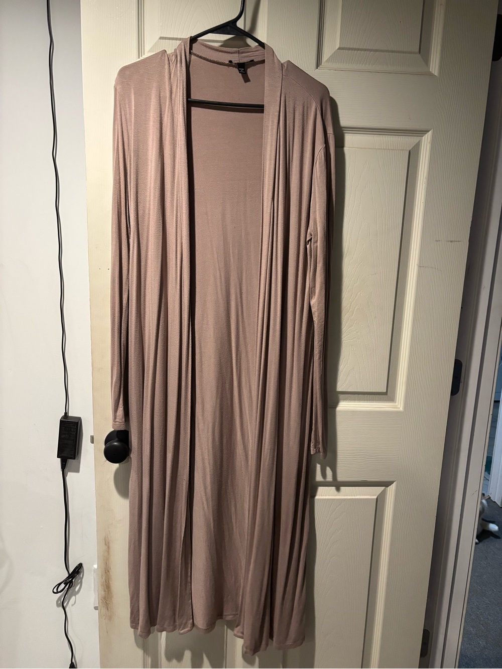 Fashion Nova Long Open-Front Cardigan in Dusty Mauve